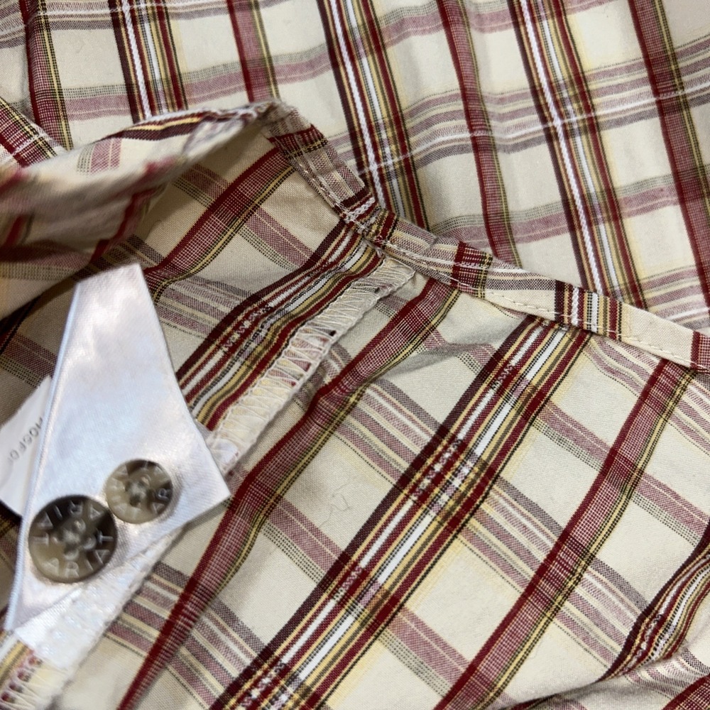 Ariat Pro Series Long Sleeve Button Down Windowpane Gingham Check Plaid Mens L - Picture 10 of 10
